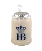 Hofbrauhaus German Beer Mug - Beerstein  with Tin lid - 0.5 Liter-