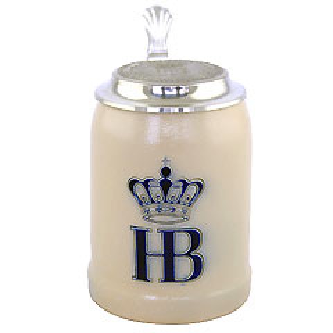 Hofbrauhaus German Beer Mug - Beerstein  with Tin lid - 0.5 Liter-