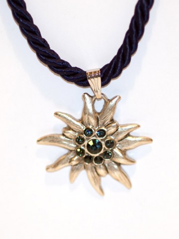 TEMPORARILY OUT OF STOCK - Dark Blue Edelweiss Swarovski Necklace