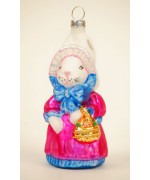 Mouth Blown Glass Easter Ornament Girl Rabbit